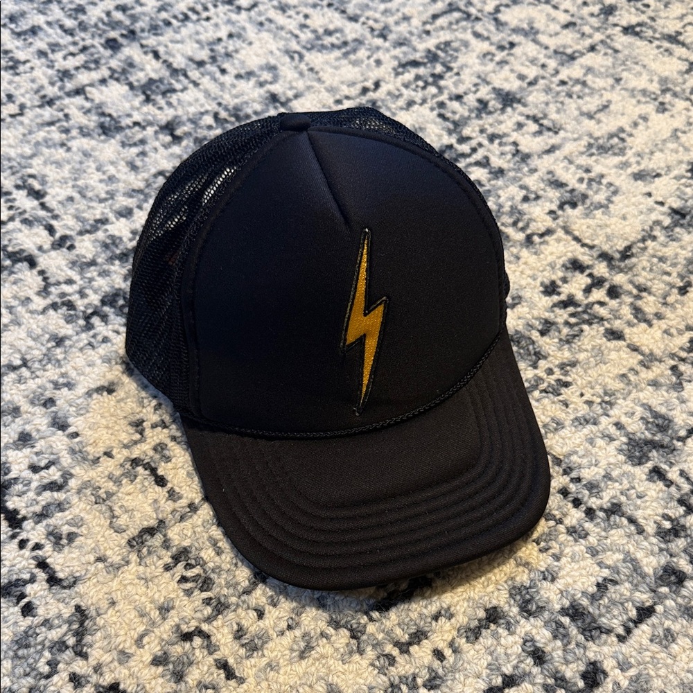 Aviator Nation Black Trucker Hat Lightning Bolt